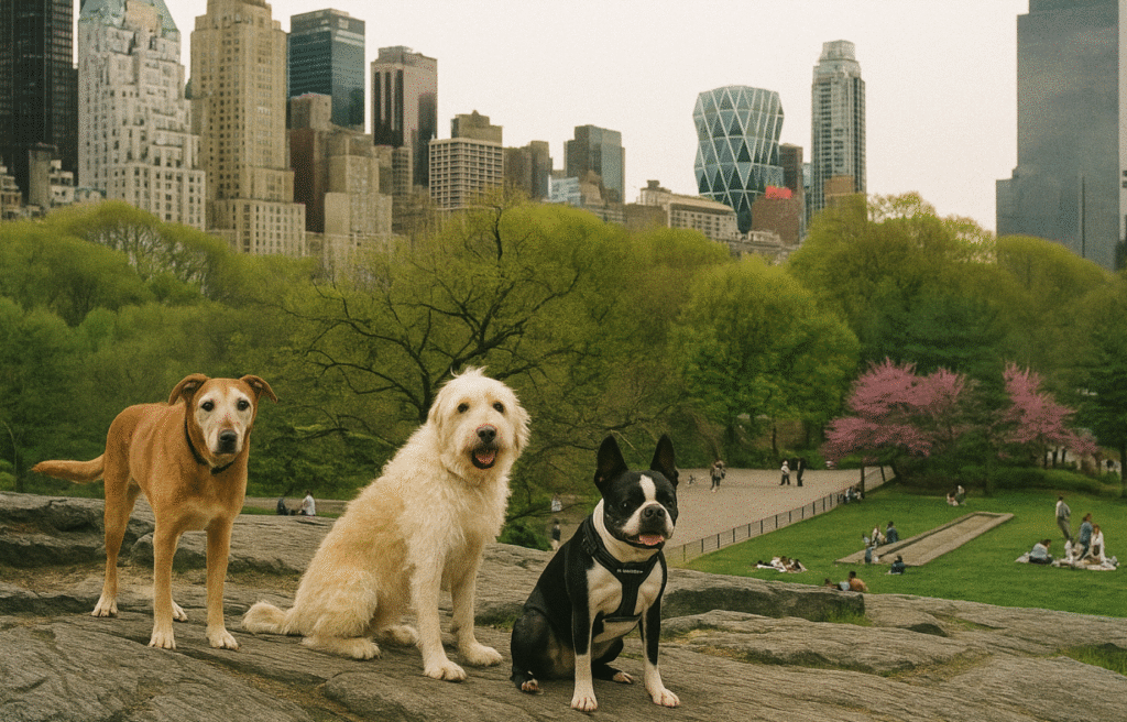Boston Terrier and Central Park New York